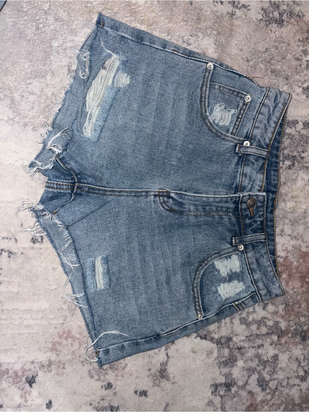 Princess Polly Distressed Denim Cutoff Shorts - Light Blue